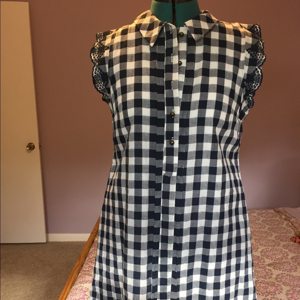 Anthropology Button front Dress, Navy Blue, Med